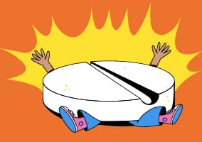 A giant pill crushing a person