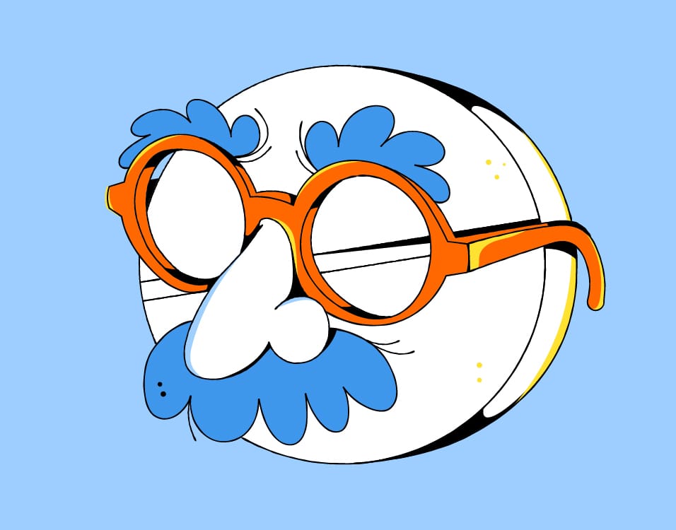 A pill disguised with a pair of glasses with a nose attached