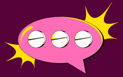 A speech bubble with round pills as the dots