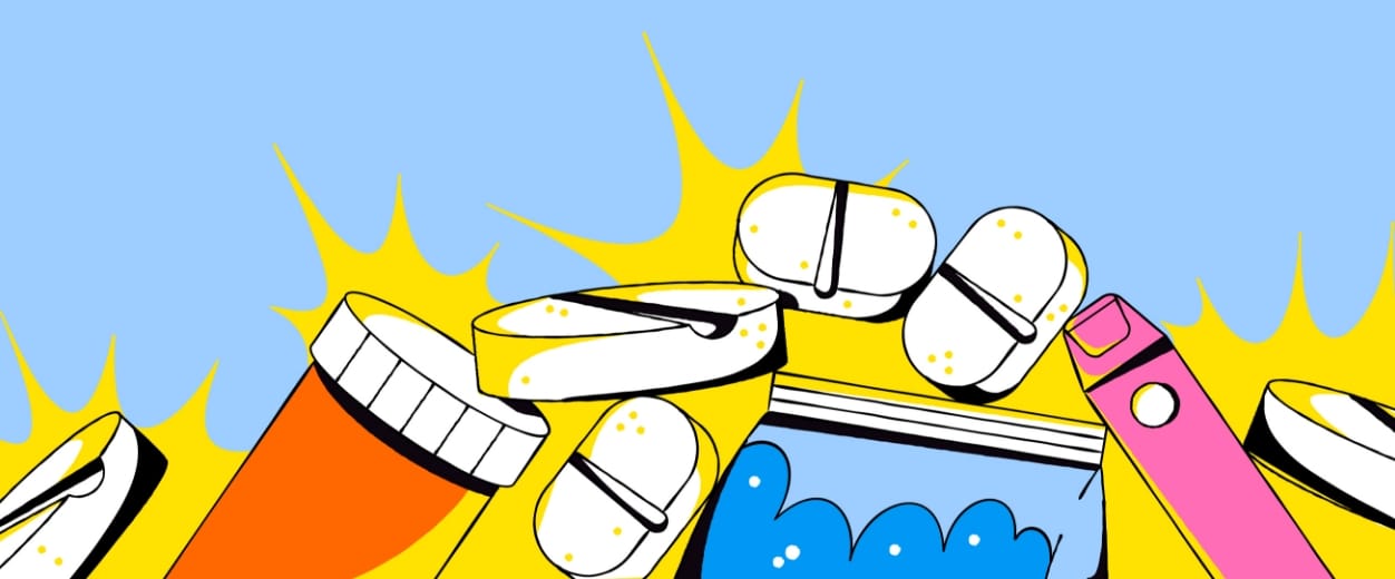 Various pills and pill bottles