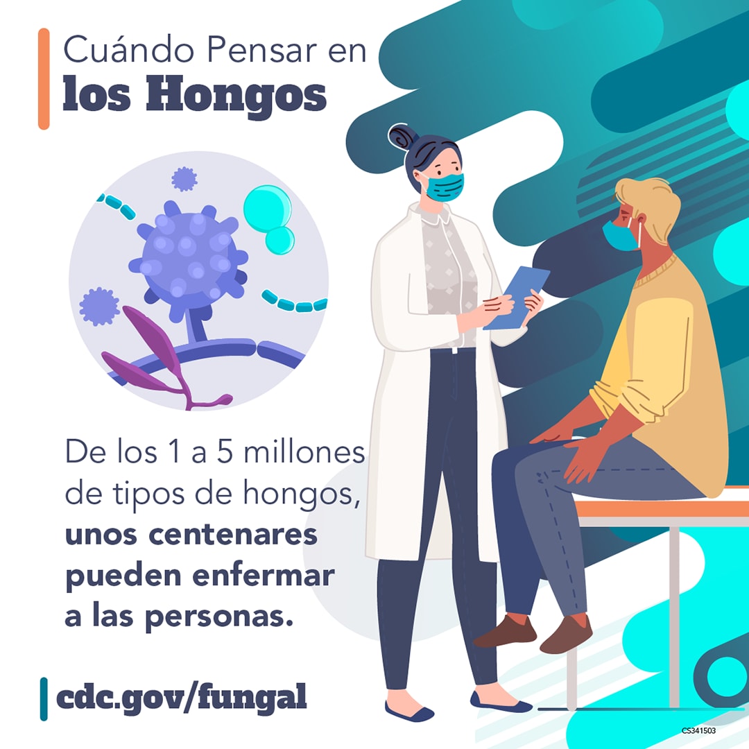 Cuándo Pensar los Hongos: De los 1 a 5 millones de tipos de hongos, unos centernares pueden enfermar a las personas. cdc.gov/fungal