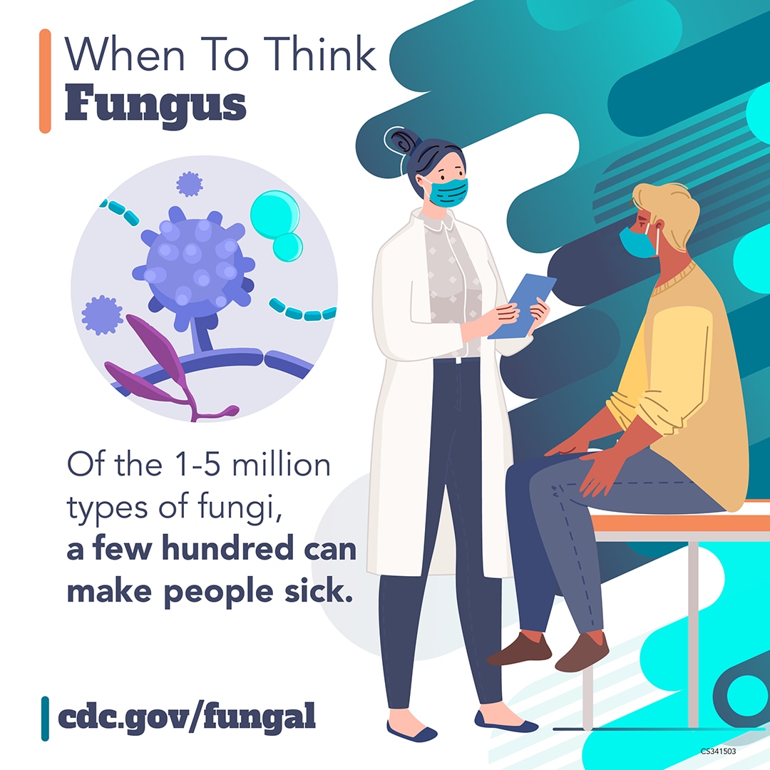 When to Think Fungus: Of the 1-5 million types of fungi, a few hundred can make people sick. cdc.gov/fungal