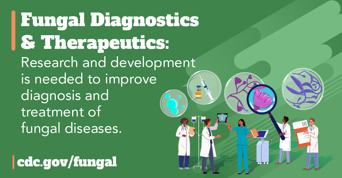 Fungal diagnostics and therapeutics. Researach and development is needed to improve diagnosis and treatment of fungal diseases.