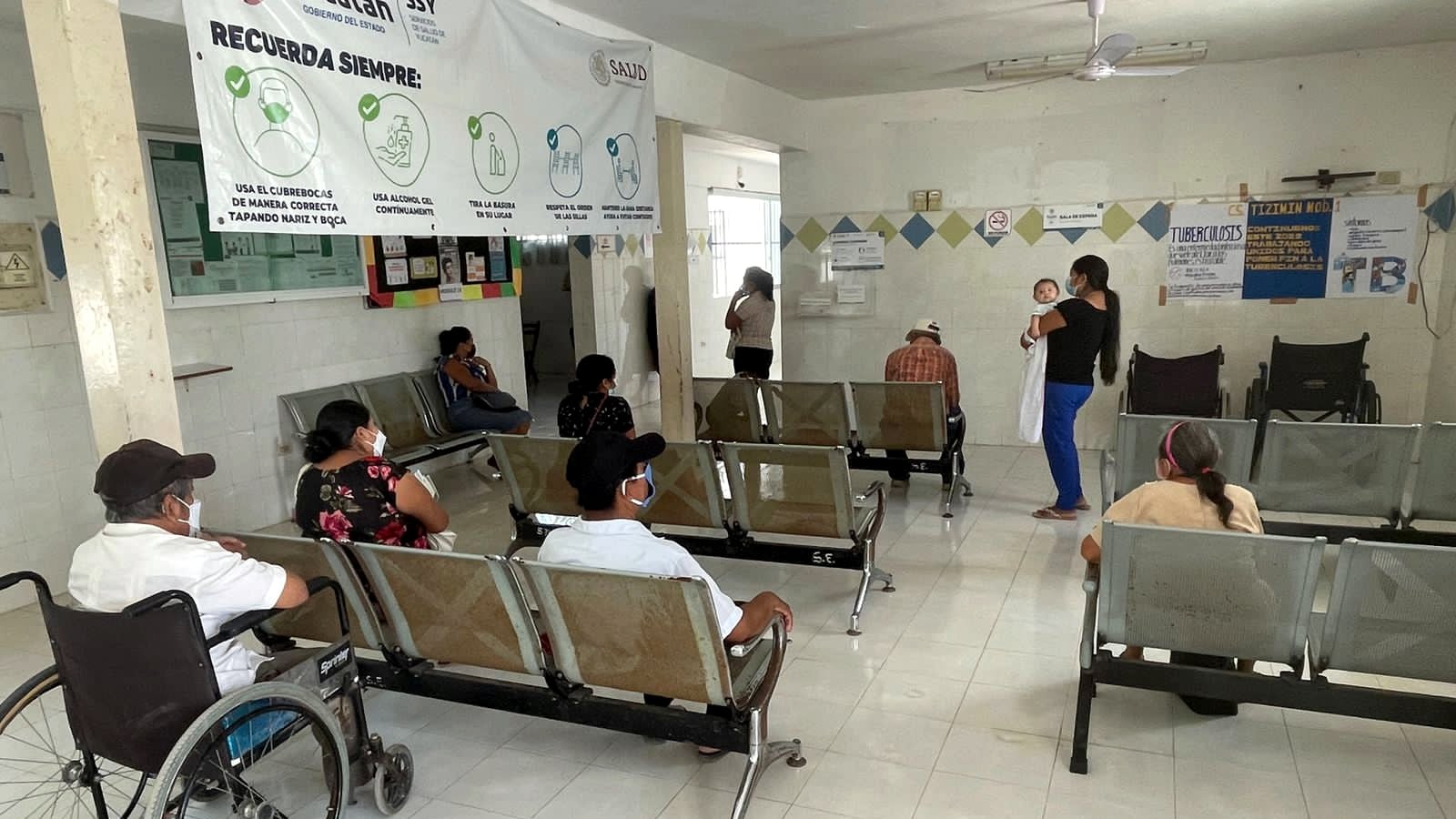 Patients waiting in the lobby of a primary care clinic