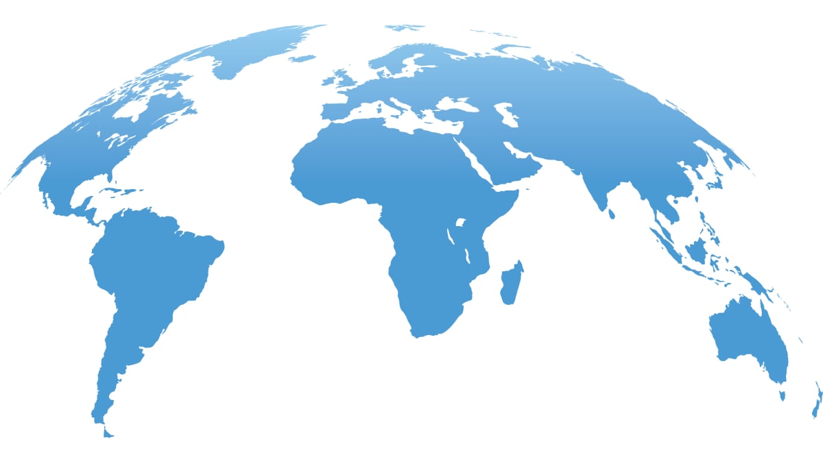 Global map in blue. CDC has a network of regional and country offices in over 70 countries.