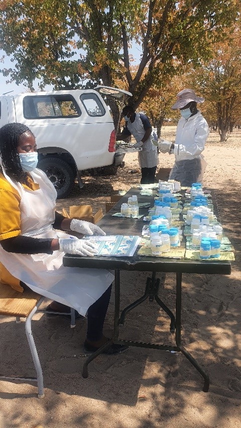 Healthcare workers in Namibia providing ART at an outreach location.