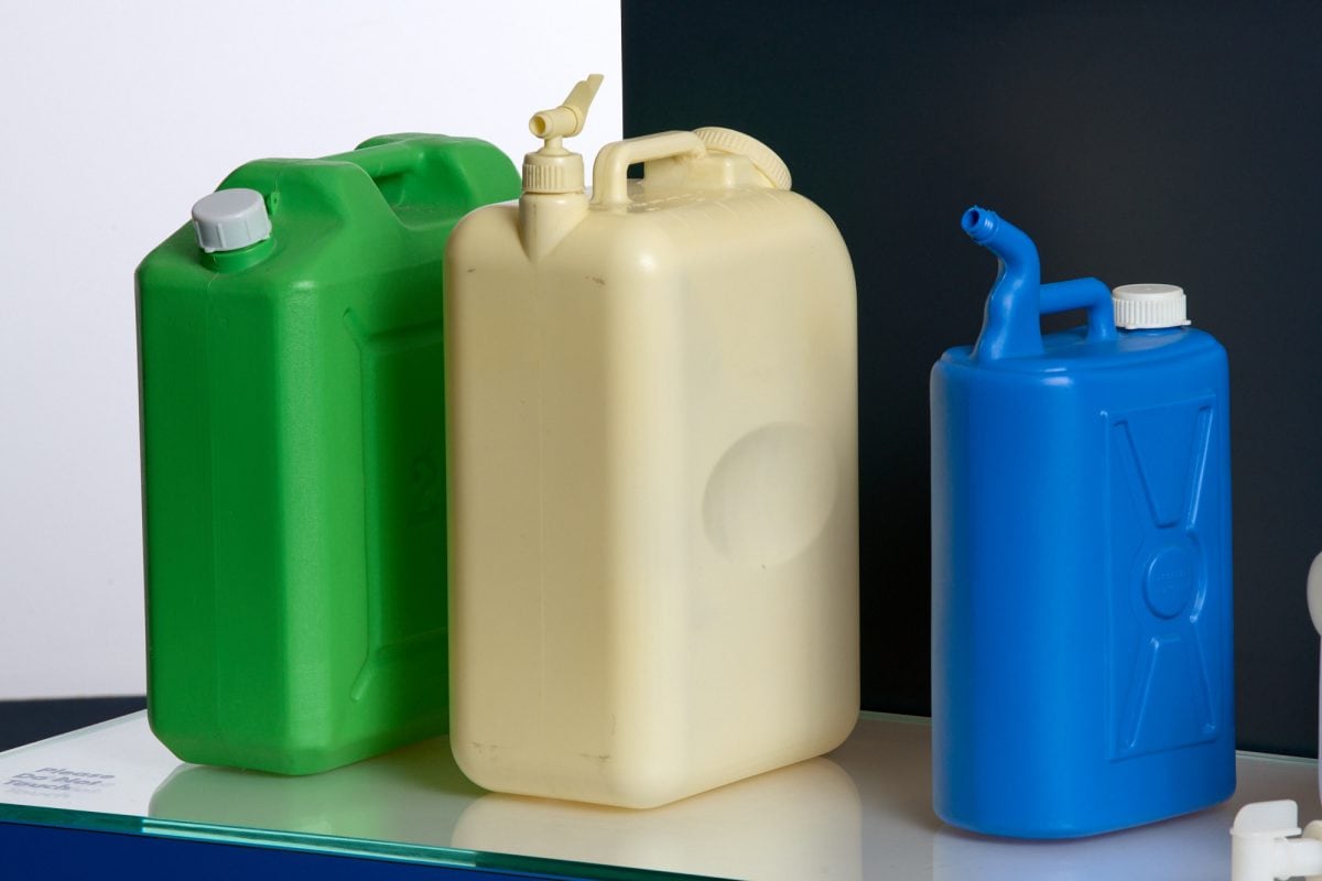 Three 20 liter (5 gallon) jerry cans