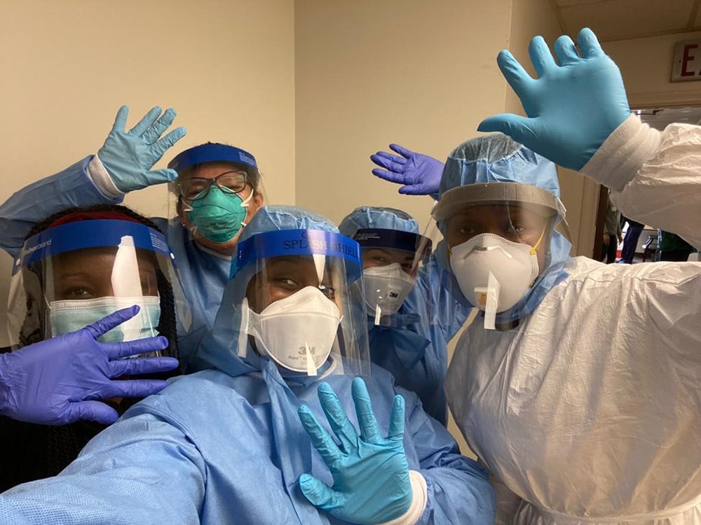 GRRT Responders Bianca Alba and Stephanie Tavitian and other CDC staff helped the Maryland Department of Health translate during COVID-19 testing (May 2020).