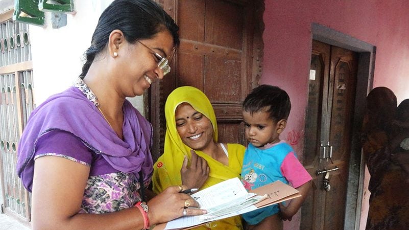 Indian healthcare worker visits family in India.