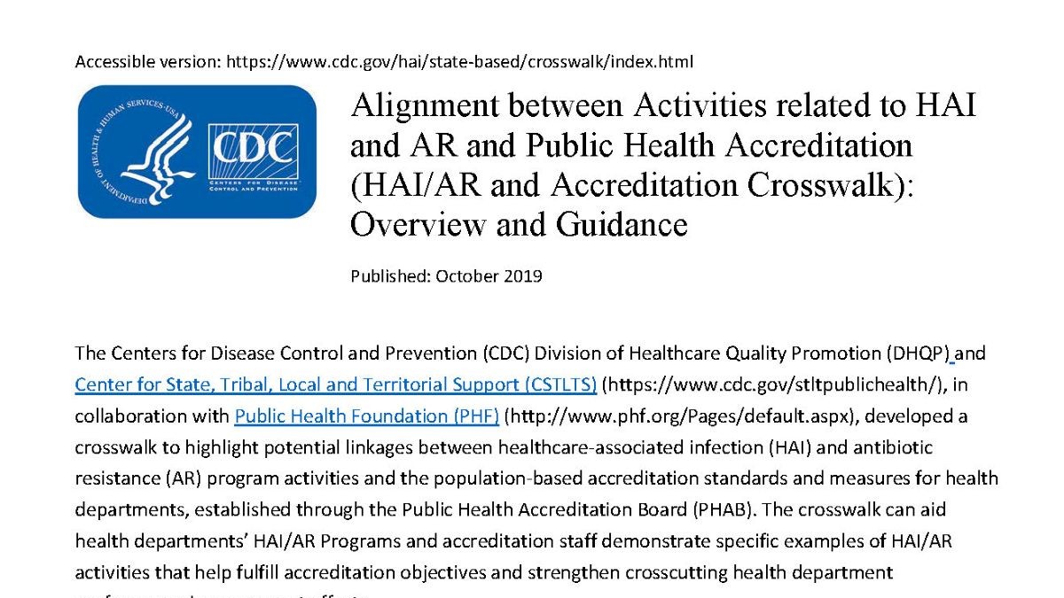 hai/ar and accreditation crosswalk: overview and guidance