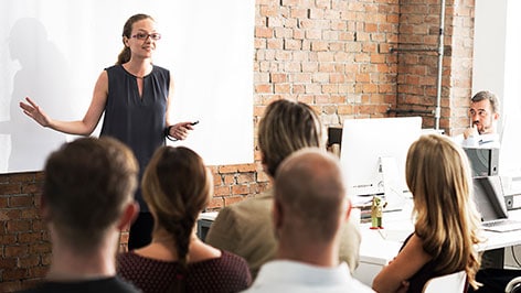 A group of health educators in training class.