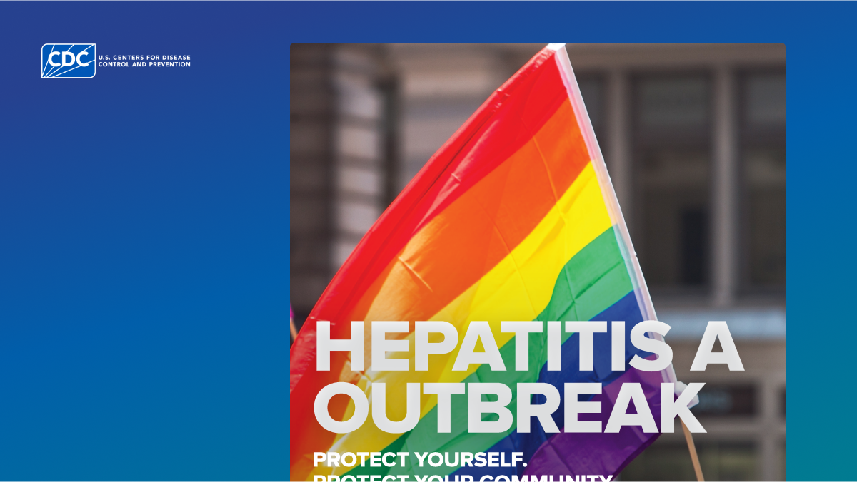 Poster showing details around a hepatitis A outbreak affecting gay and bisexual men