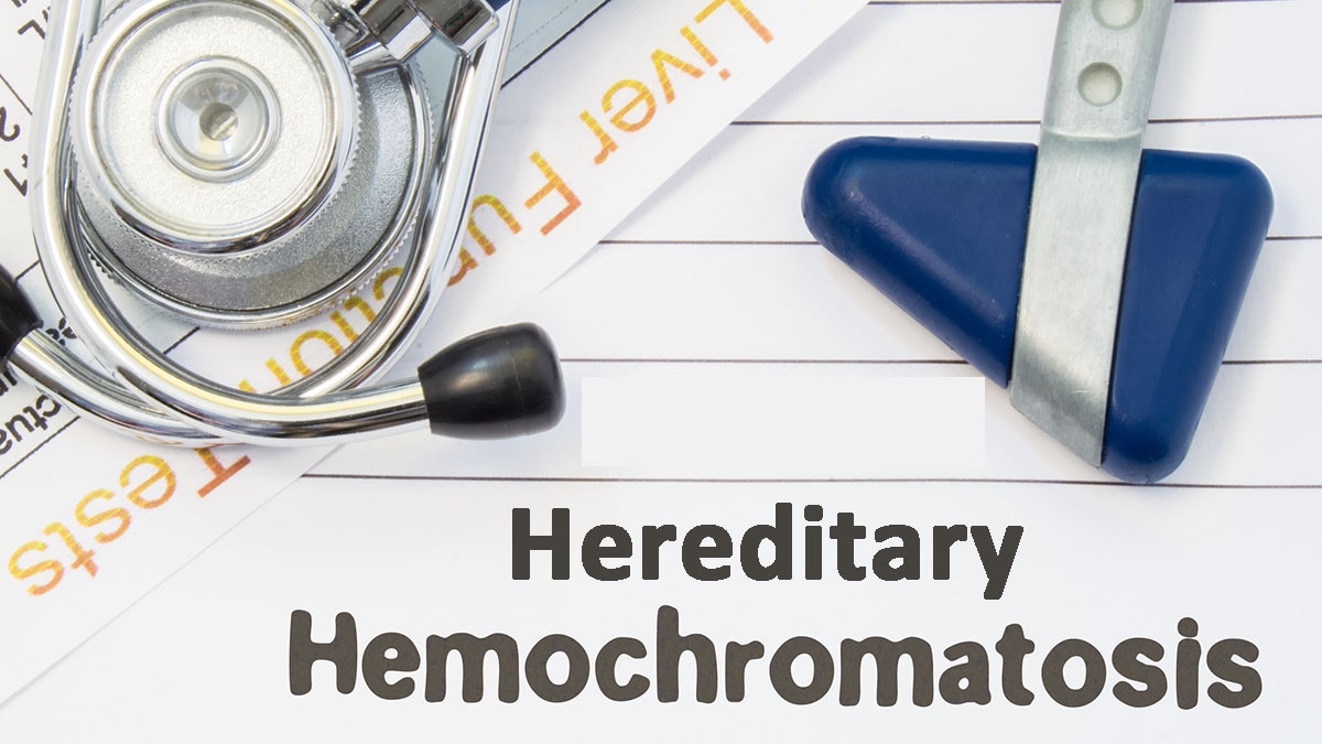 The words "Hereditary Hemochromatosis" and a stethoscope