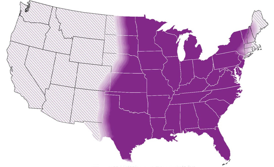 Map showing the spread of Histoplasmosis within the U.S.