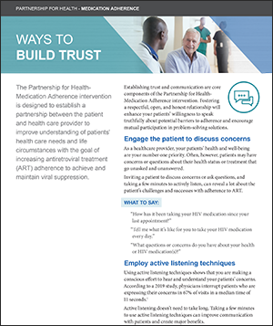 pfh medication adherence - ways to build trust