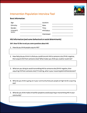 promise for hip - intervention population interview tool