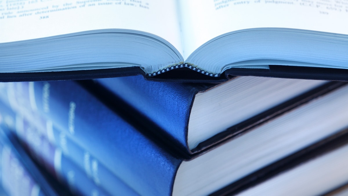 Stack of law books