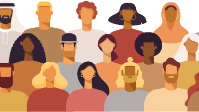 Illustrated group people different nationalities