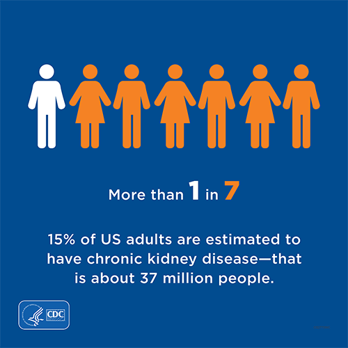 ``5%26#37; of US adults are estimated to have chronic kidney disease - that is about 37 million people.