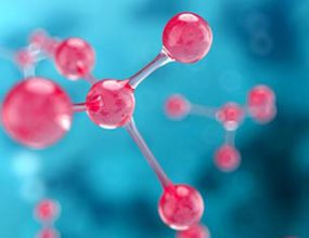 Balls with connecting rods representing a chemical compound.