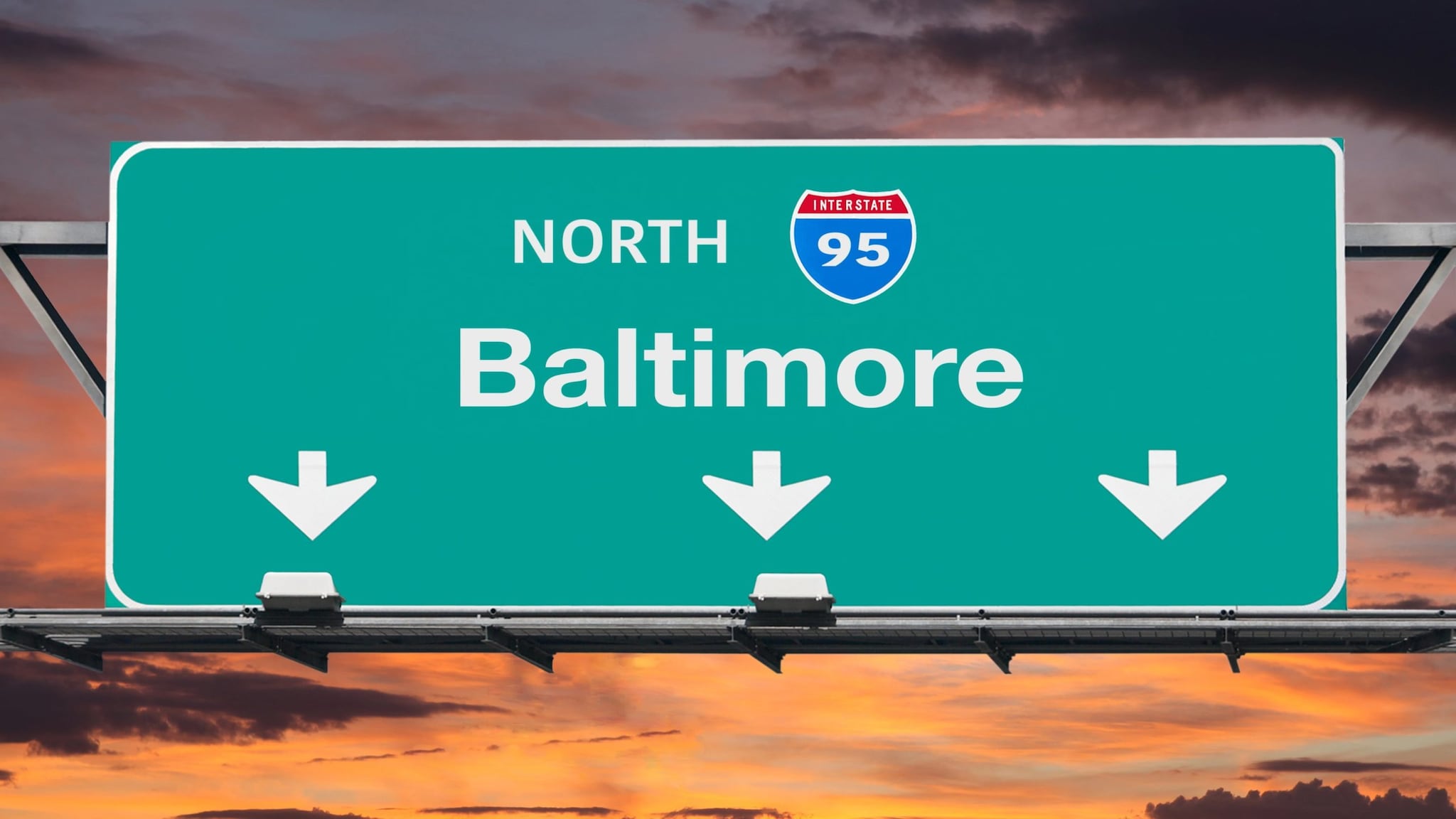 Highway exit sign for Baltimore