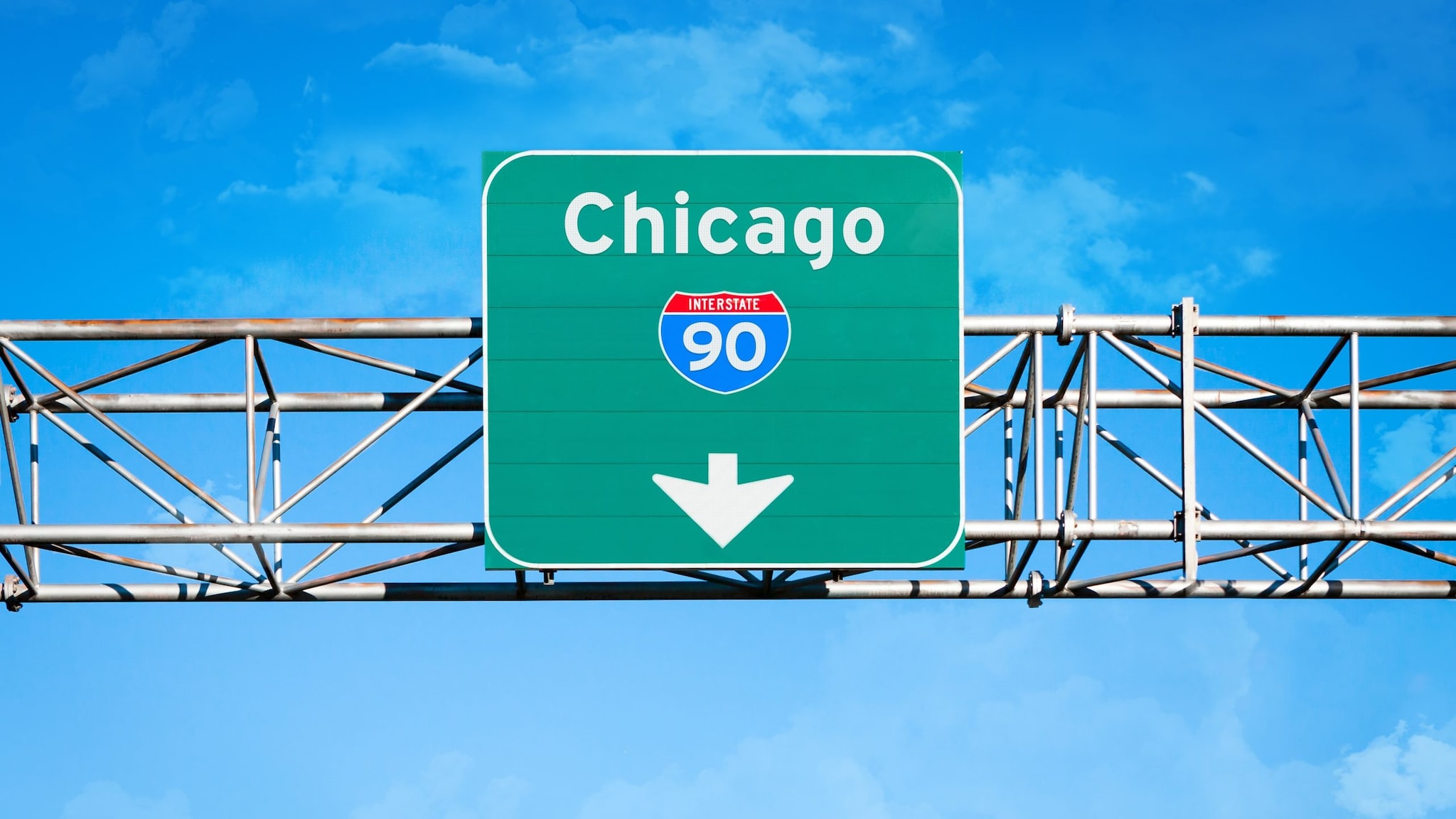 Highway exit sign for Chicago