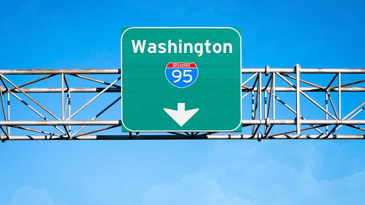 Highway exit sign for Washington DC