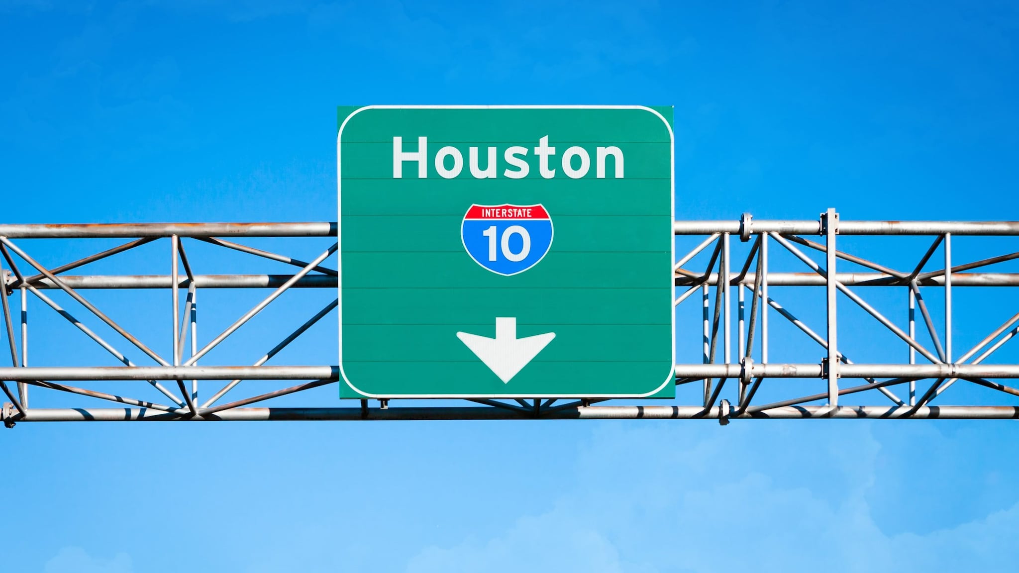 Highway exit sign for Houston