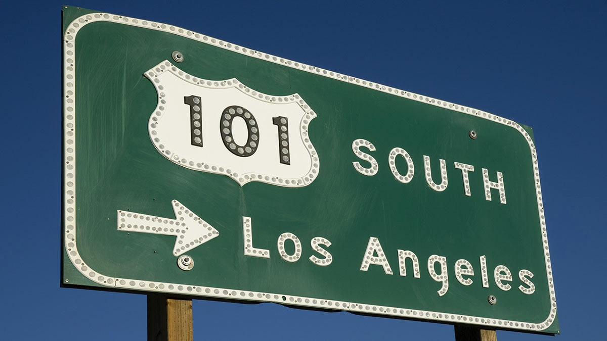 Highway sign for the city of Los Angeles
