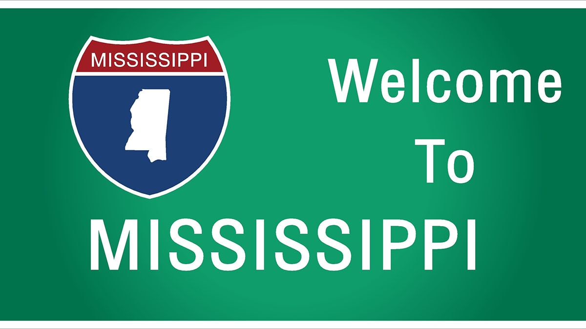 Highway state sign for Mississippi
