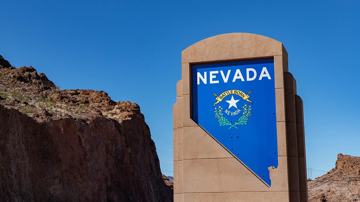 Nevada sign with landscape background