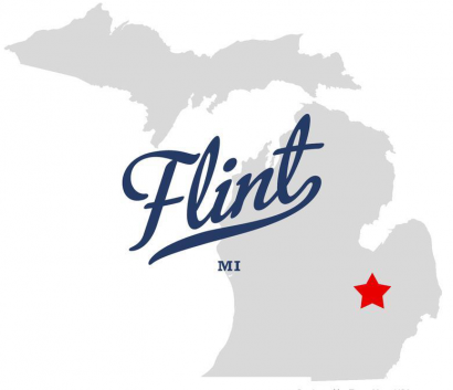 Infographic showing the location of Flint in the state of Michigan.