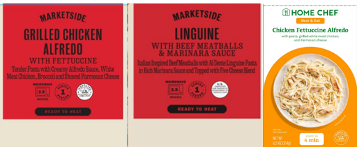 Chicken fettuccine alfredo and Beef meatball marinara linguine products
