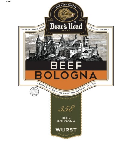 Boar's Head Beef Bologna label