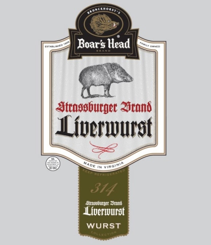 Boar's Head Strassburger Brand Liverwurst label
