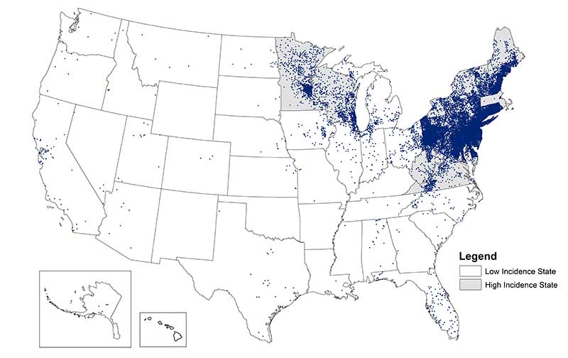 Lyme Disease Maps Most Recent Year Lyme Disease CDC