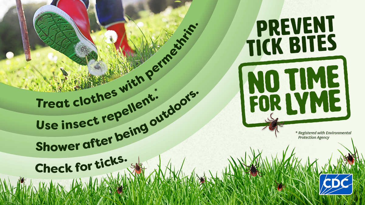 Graphic showing ways to prevent tick bites and Lyme disease.