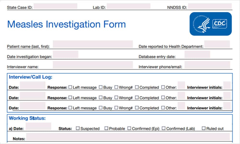 Measles Investigation Form