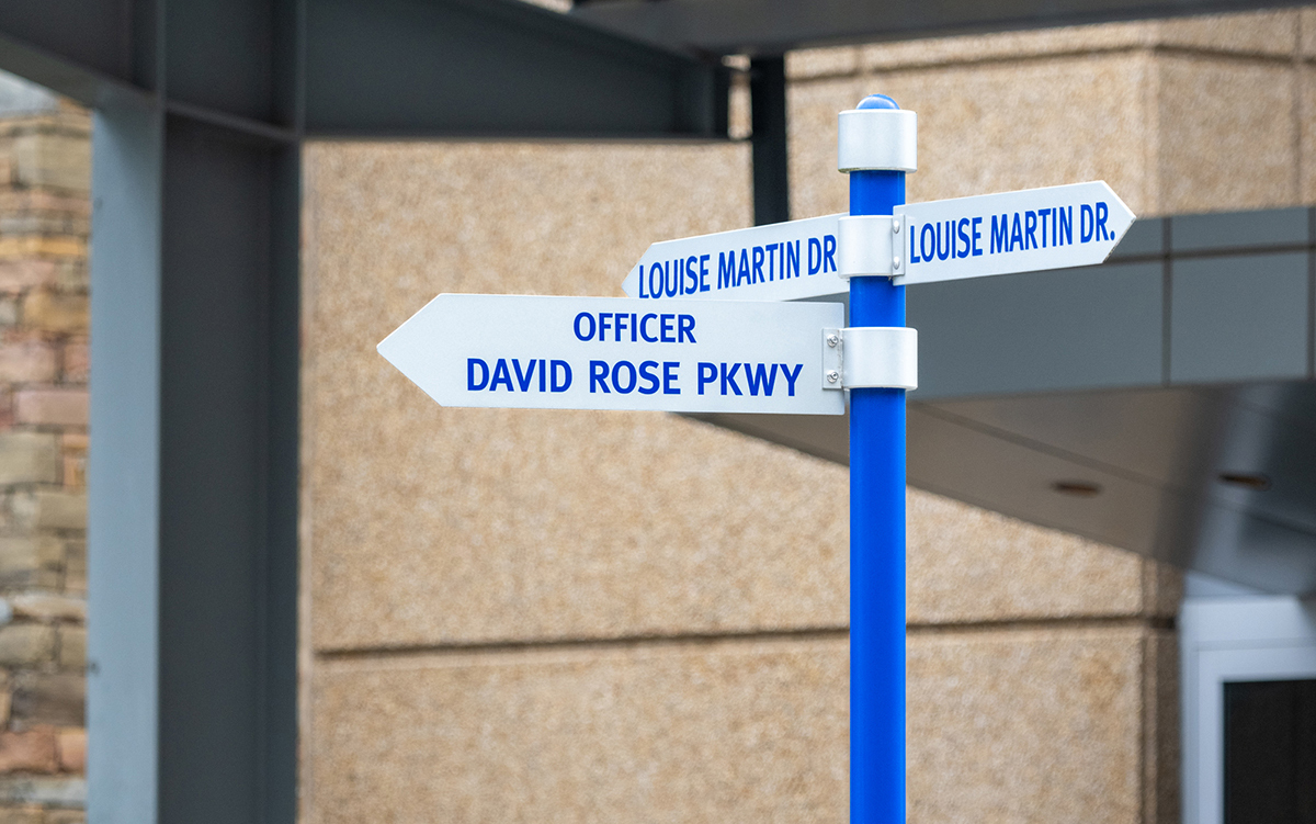 Sign at CDC Main campus honoring David Rose's name