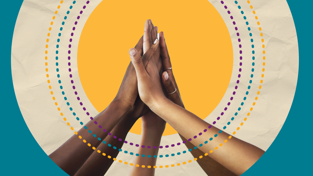 Multiple hands high fiving