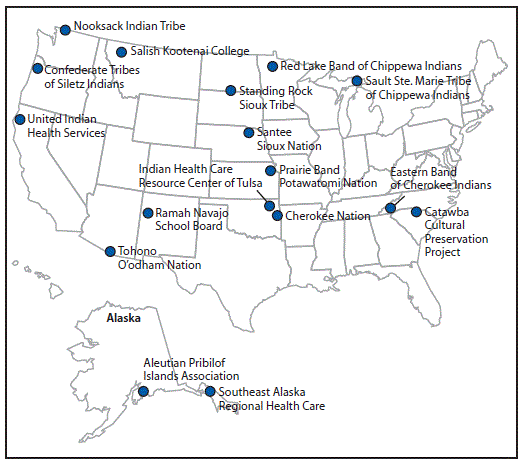 su6501a3f.gif The figure presents a map of the United States with the location of the 17 Traditional Foods Project partners.