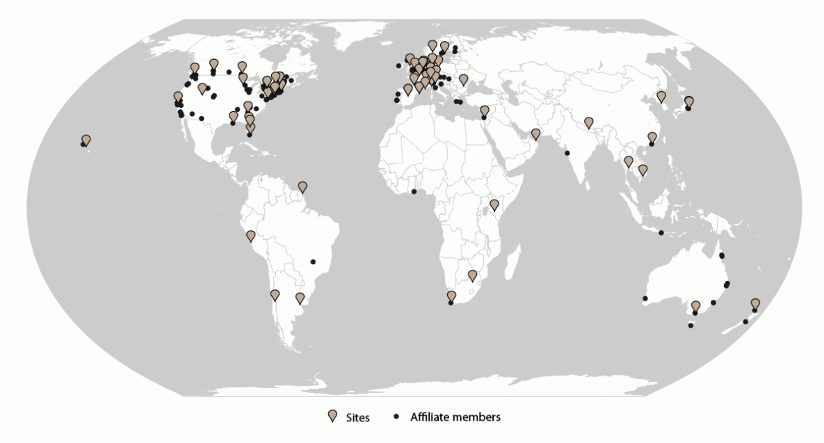 Travel-Related Diagnoses Among U.S. Nonmigrant Travelers or Migrants Presenting to U.S. GeoSentinel Sites — GeoSentinel Network, 2012–2021 Figure is a map of the world showing the location of 71 GeoSentinel Network sites and 164 affiliate members in 2021.