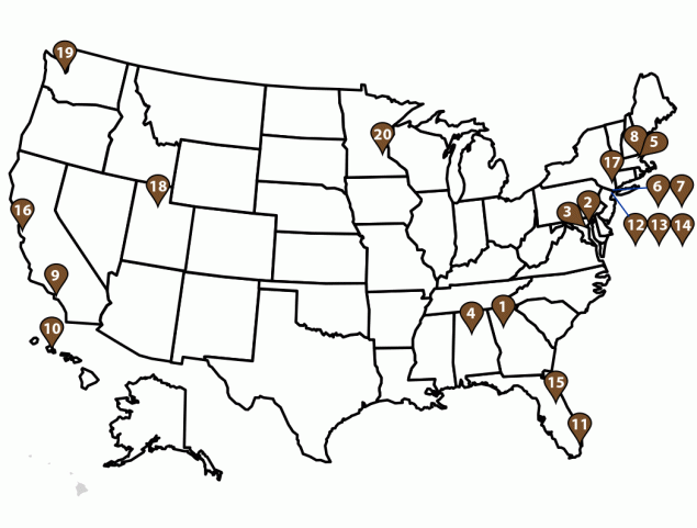 Travel-Related Diagnoses Among U.S. Nonmigrant Travelers or Migrants Presenting to U.S. GeoSentinel Sites — GeoSentinel Network, 2012–2021 Figure is a map of the world showing the location of 71 GeoSentinel Network sites and 164 affiliate members in 2021.