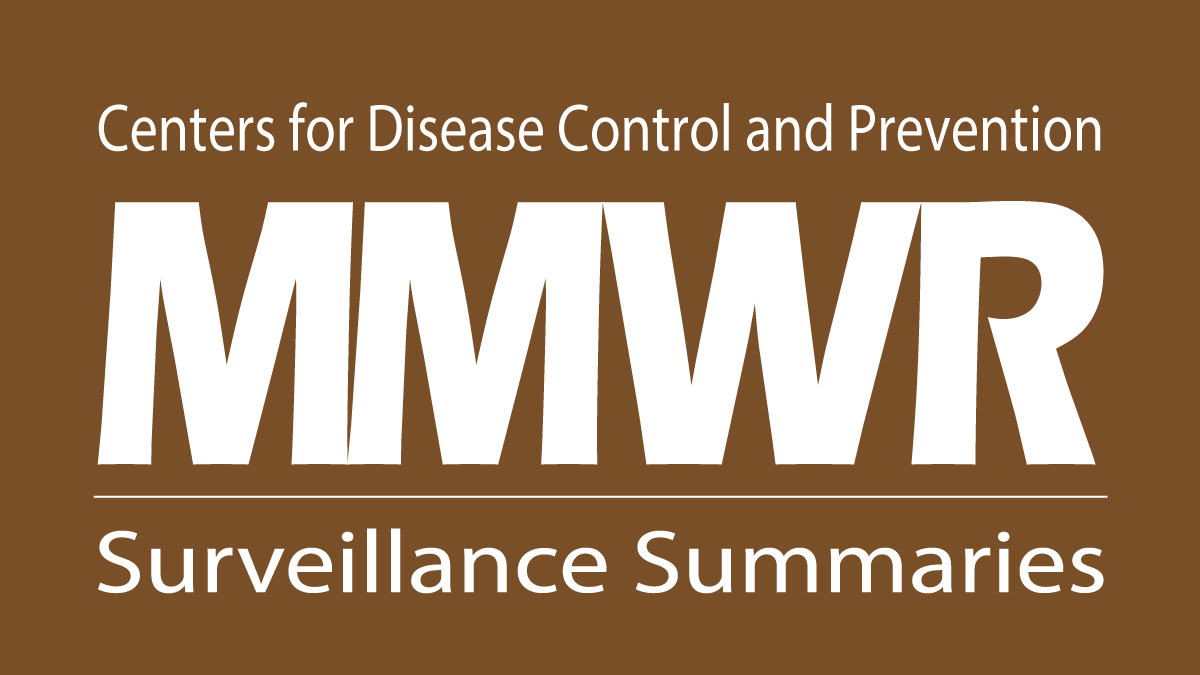 The graphic shows the Center&rsquo;s for Disease Control and Prevention MMWR Surveillance Summaries logo on a brown background.