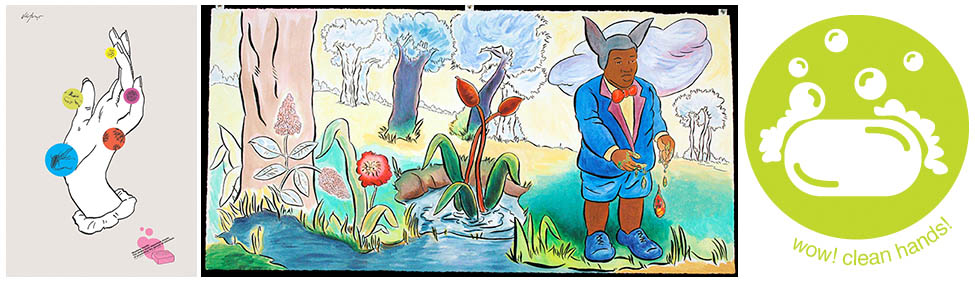 handwashing-art Three art pieces interpreting handwashing