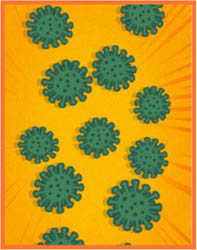 intro01 A graphic drawing of the influenza virus.