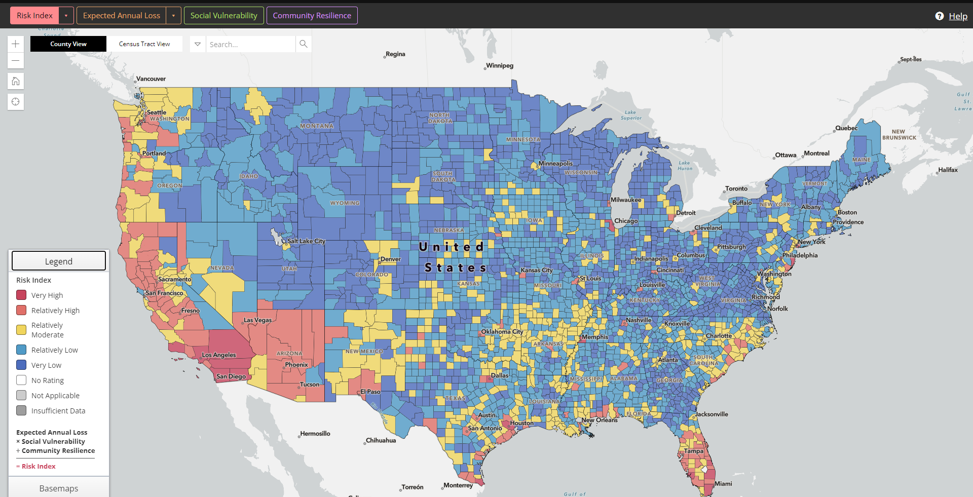 national-risk-index-map FEMA Risk Index Map