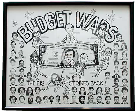 1980.png The poster may not have been a class decision (or perhaps we all said, “Yeah, sure, fine” to someone’s suggestion), but I don’t know who brought the idea to Ed Biel and asked him to sketch it with our caricatures.