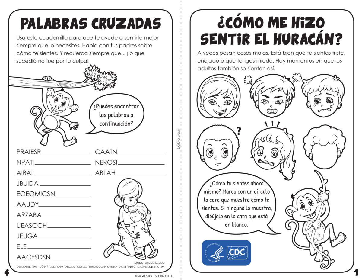 Screenshot of the first page of "Coping Activity Page - English"