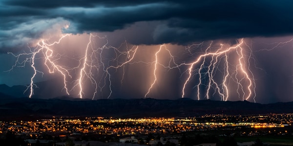 lightning storm city